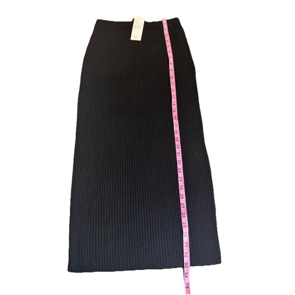 Eileen Fisher XXS Black Ribbed Sweater Knit 100% Merino Wool Pencil Skirt $248 - Picture 11 of 12